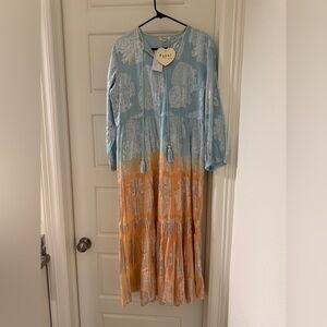 Paani Maxi Dress in Blue and Orange